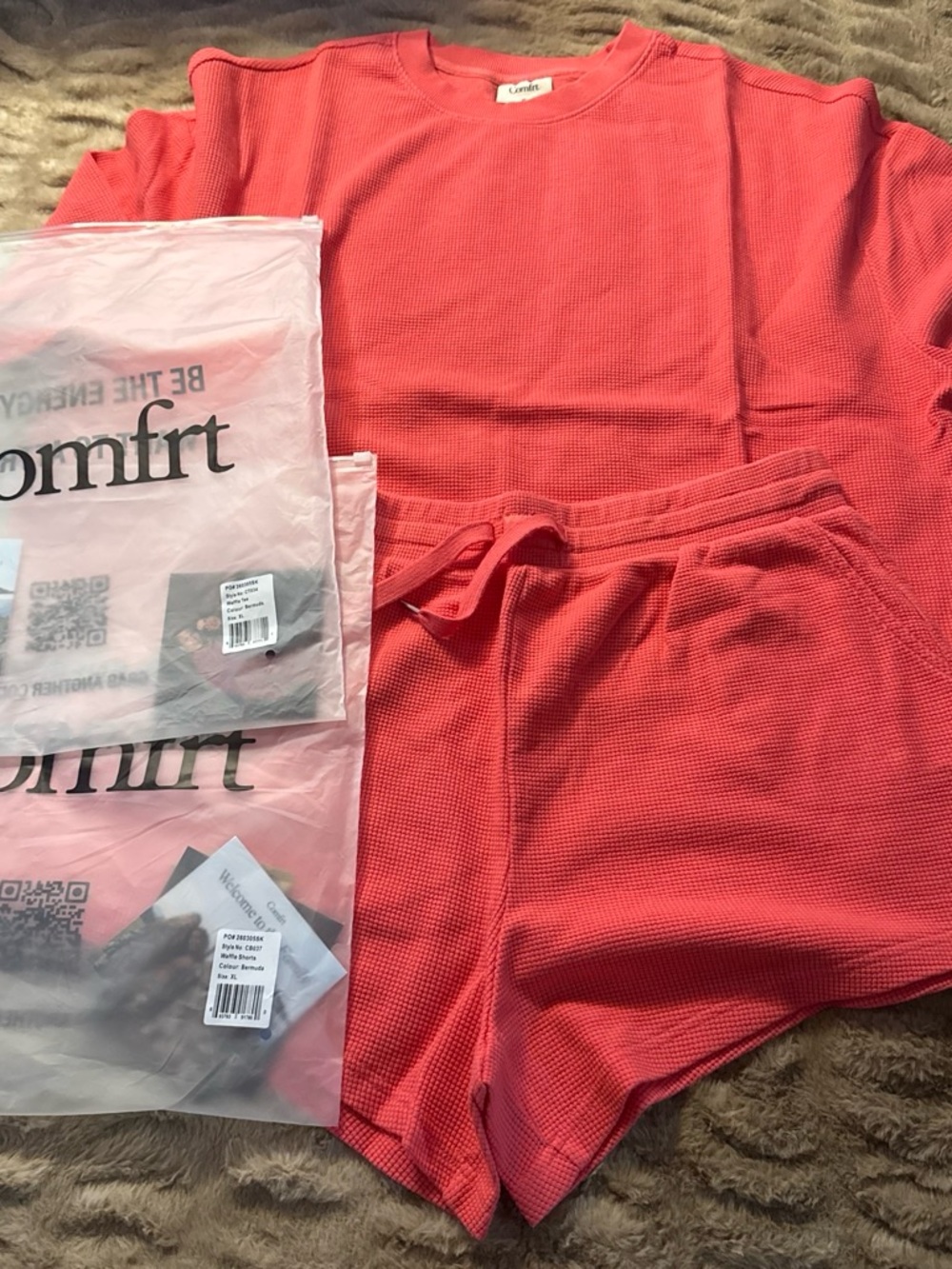 ComfortWaffle Coral Pink Women’s Athletic Lounge Set